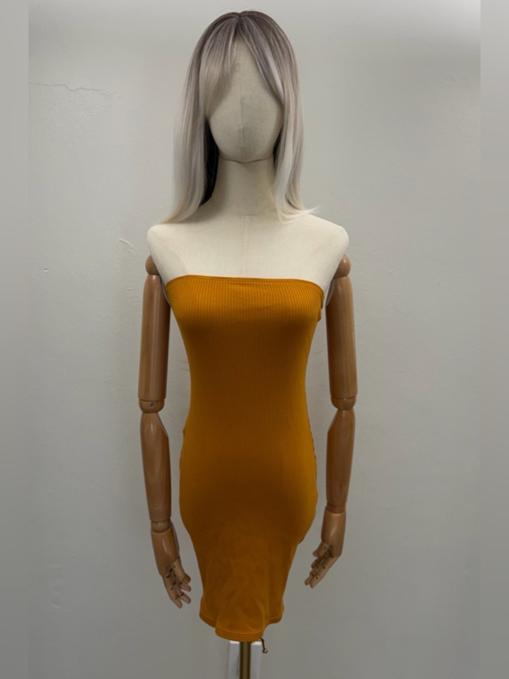 Divided H&M Ribbed Bodycon Dress Orange Strapless Women’s Size S